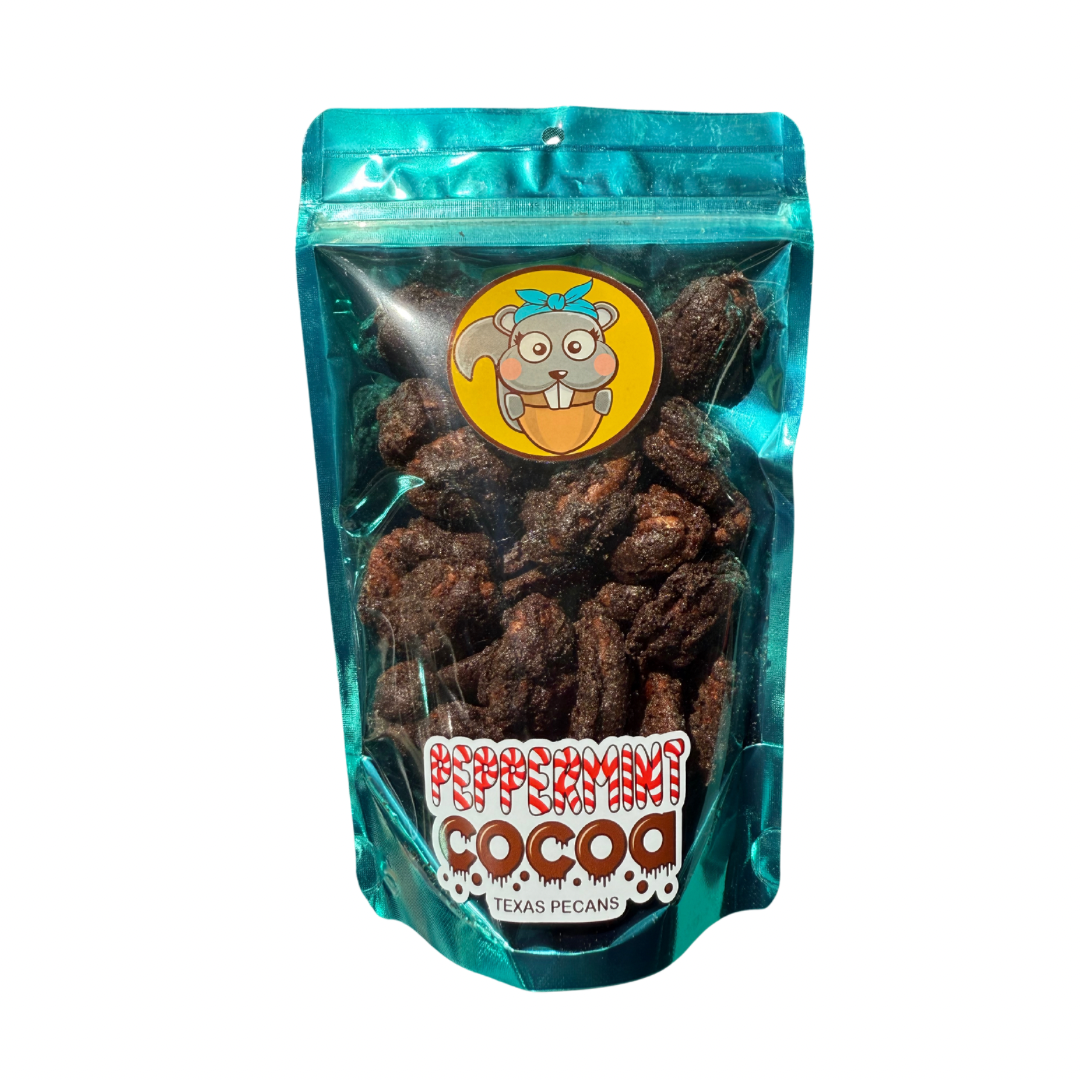 Peppermint Cocoa Candied Pecans