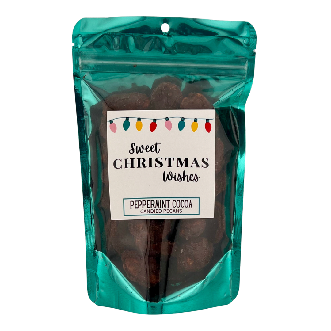 Peppermint Cocoa Candied Pecans